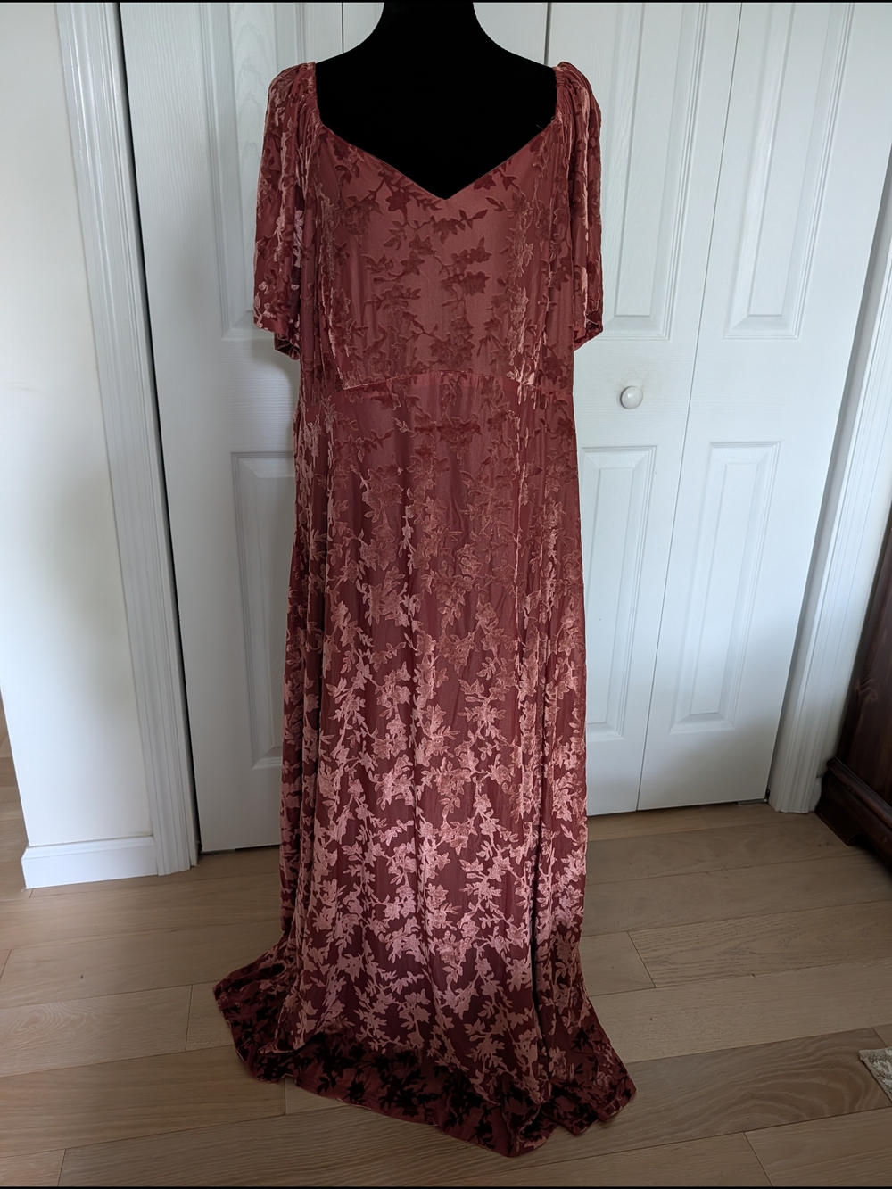 Blush Rose Velvet Burnout Maxi Dress